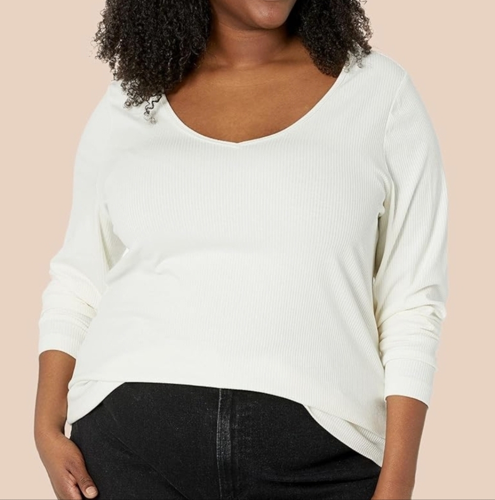 Bundle Amazon Essentials Women's Cream Long Sleeve Tops